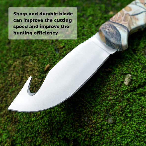 Jellas 10 Pieces Hunting Knife Set, Fixed Blade Knife Hunting Field Dressing Kit, Compact Skinning Knives for Camping Fishing, Portable Survival Kit Camping Tool Set, Camping Gear