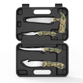 JELLAS Hunting Field Dressing Kit, 6 Pieces Game Processing Knife Set with Gut Hook, Skinning, Boning, Saw, Gloves & Case for Deer Hunting, Fishing, Camping, Survival, Gift for Man