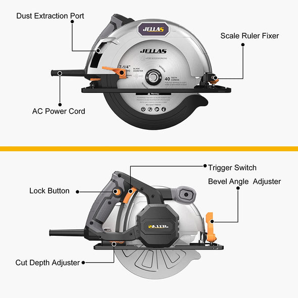 Jellas 13-Amp 5500RPM Circular Saw