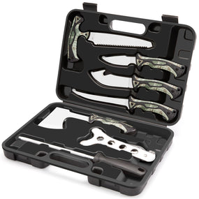 Jellas 10 Pieces Hunting Knife Set, Fixed Blade Knife Hunting Field Dressing Kit, Compact Skinning Knives for Camping Fishing, Portable Survival Kit Camping Tool Set, Camping Gear