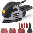 JELLAS Electric Detail Sander, 220W Compact Sander Machine for Wood, 13,000 RPM Sanders with Dust Collection, 16PCS Sandpapers, Finger Sanding Attachment and Sanding Pad Included
