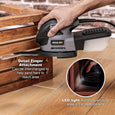 JELLAS Electric Detail Sander, 220W Compact Sander Machine for Wood, 13,000 RPM Sanders with Dust Collection, 16PCS Sandpapers, Finger Sanding Attachment and Sanding Pad Included